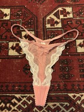 Vintage Victoria's Secret Silk Thong Underwear Medium Y2K Bow Back LightPink