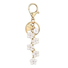 Suweibuke Cute Initial Letter Keychain with Love You Heart, Enamel White-a