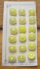 18-Czech Glass 3/4 Card with Faceted Raised Center on Yellow Buttons .474"