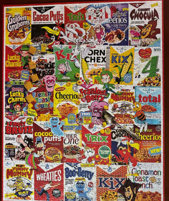 White Mountain #1261 Cereal Boxes 1000 pc collage puzzle 24  X 30 