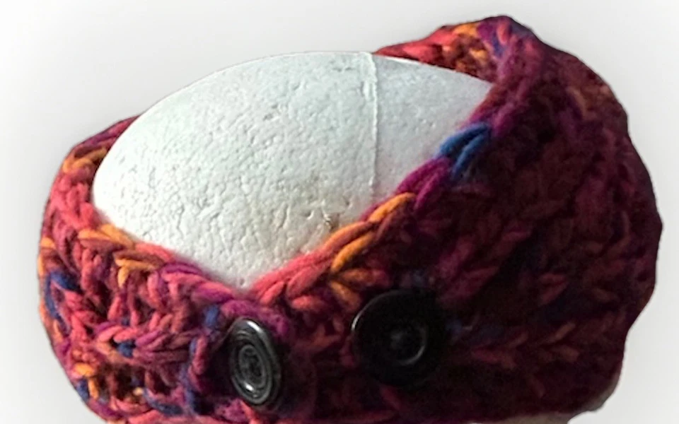 女士头带手工针织花朵头巾混纺M/L比斯科蒂五颜六色的暖耳器 — 第 4/4 张图片