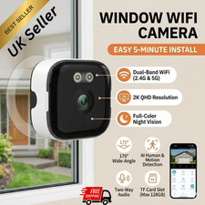 2K Window Security Camera 3MP Full Color Night Vision WiFi 2.4/5GHz Indoor Mount