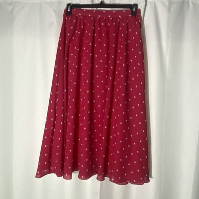 Vintage CHAUS Hot Pink & White Polka Dots Skirt Flowy Classic Size 12 