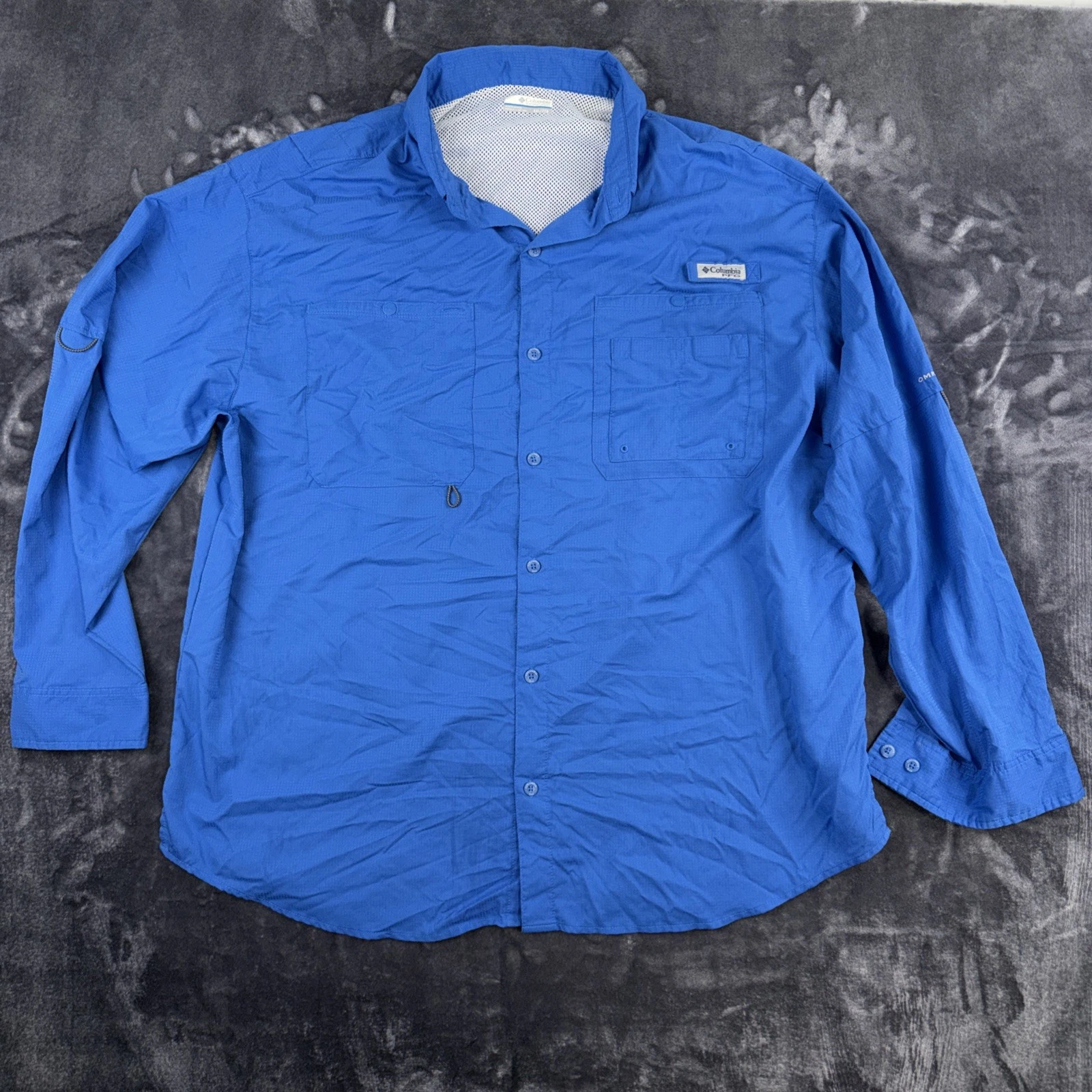 Columbia PFG Shirt Mens 2XL Blue Omni-Shade Vented Fishing Outdoor Coastal