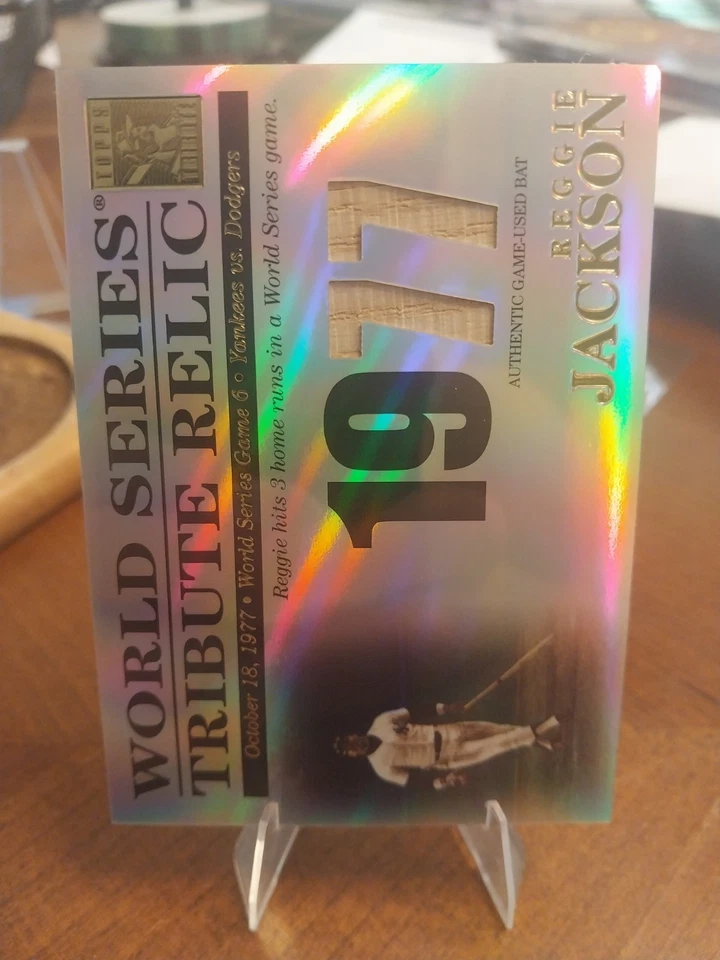 Reliquia de murciélago de plata Reggie Jackson Serie Mundial Topps Tribute 2003/425 Foto 4 de 4
