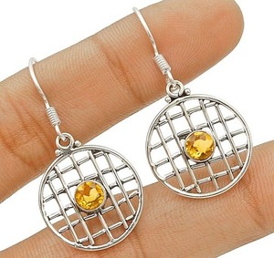 Natural Golden Citrine 925 Solid Sterling Silver Earrings Jewelry