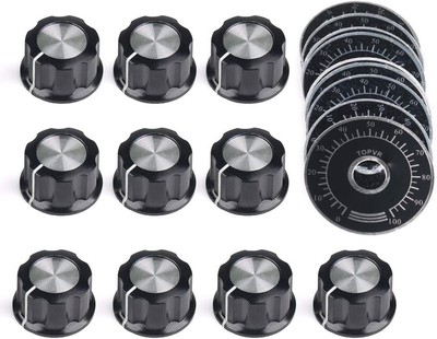 10pcs Adjustable Rotate Button Potentiometer Control Knobs and black 