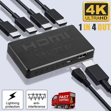 HDMI Splitter 1in4 Out 4K 1080P 4Port Amplifier Repeater For Multiple Displays