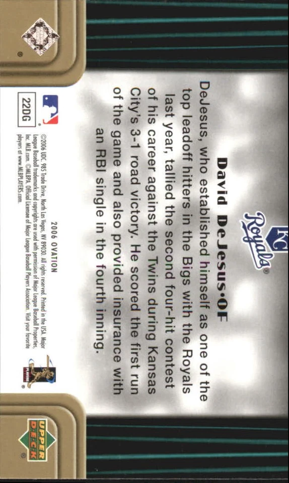 2006 Upper Deck Ovation Curtain Calls #DD David DeJesus - BB - Image 2 of 2