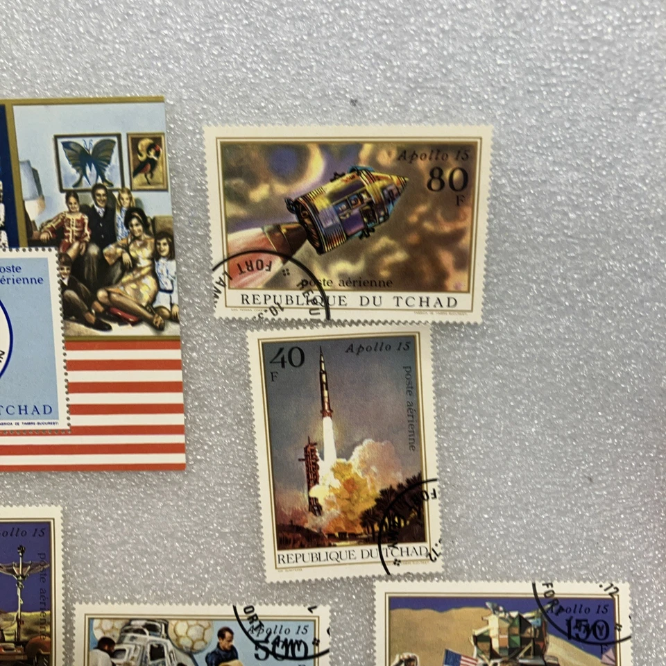 Lote USADO 1972 - Sellos Chad C95-C101 - Apolo 15 alunizaje, incl. Sello en bloque. Foto 3 de 4