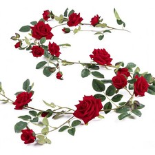 Artificial Flower Garland 6ft Red Rose Vine 1Pcs