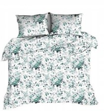 Flanell Bettwsche 140x200 cm Wei Rosen Grau Mint 100 Baumwolle