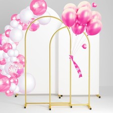 Arch Backdrop Stand and Cover Set 7.2FT/6FT, Gold Wedding Arch Frame with Whi...