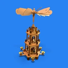 BRUBAKER Wooden Christmas Pyramid - 18 Inches - 3 Tier Carousel - Exc Condition