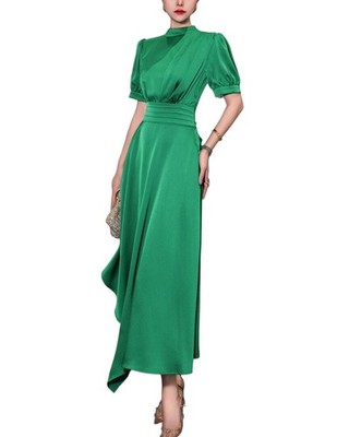 Burryco Green Solid Midi Dress Women's Green 14 | eBay