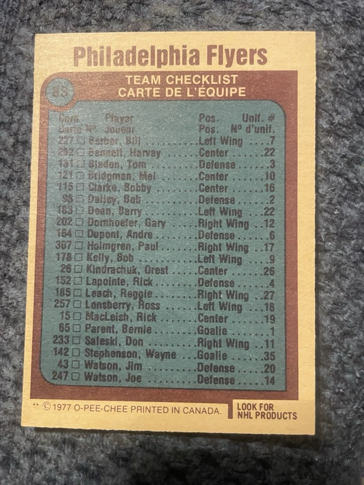 Philadelphia Flyers 1976 Team Card - Image 2 of 2