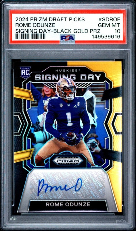 2024 Prizm Draft Picks Rome Odunze Black Gold Prizm /5 PSA 10 Huskies Bears RC