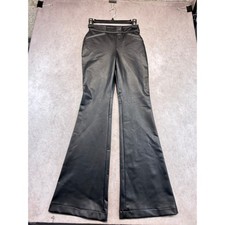 Faux Leather Flare Pants Women's XS Petite Black Pull On SPANX Shapewear