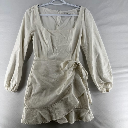 1132 Princess Polly The Villa Mini Dress White Long Sleeve Square Neck