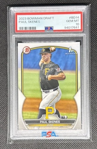 PAUL SKENES 2023 BOWMAN PAPER 1ST ROOKIE#BD-14 PIRATES GRADED PSA 10 GEM MINT RC
