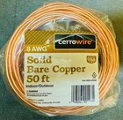 Cerrowire 8 AWG Solid Bare Copper Wire 50' Feet