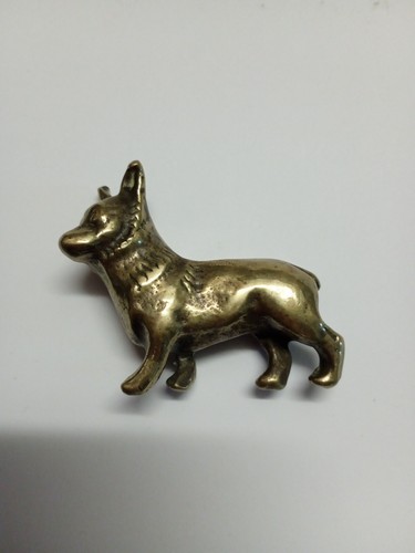 Solid Brass Corgi Dog Small Ornament Figurine/Collectible
