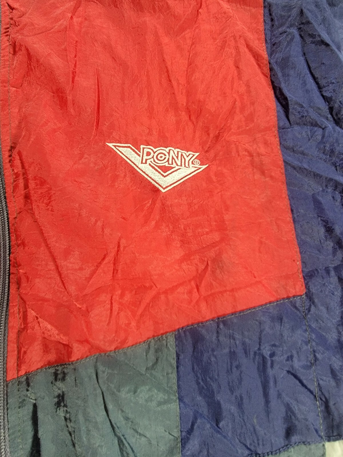 Giacca a vento vintage anni 80 90 pony colorblock pista zip grande