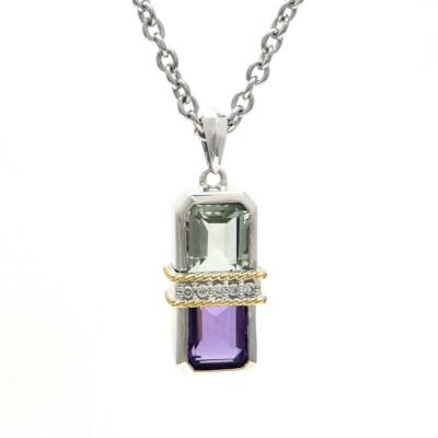 Andrea Kerze 18k Gelbgold Diamanten & Amethyst Halo Halskette ACN183/07-AGA