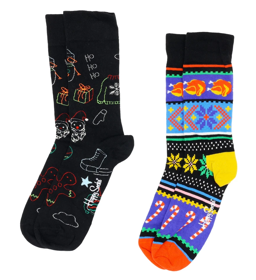 Hot Sox L63129 Women's Multi Winter Holiday Fun Crew Socks 2-Pair Size 9-11 - Image 2 of 3