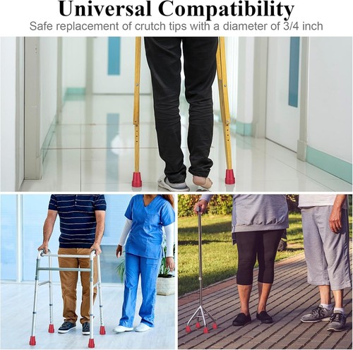 Crutch Tips Heavy Duty Replacement Rubber Cane,Hiking Walker Tips 3/4” Non-Slip - Picture 7 of 8