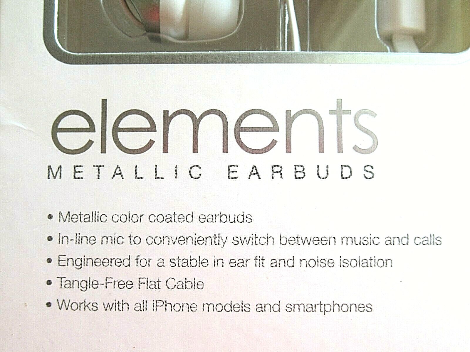 *** Merkury Innovations elements METALLIC EARBUDS Silver-White Corded