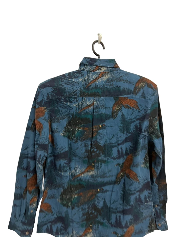 Croft & Barrow Men's Long Sleeve Navy Blue Forest Bird Print Button Up Size S - Image 3 of 4