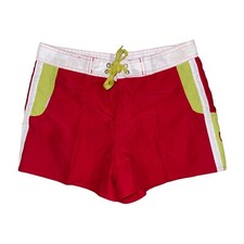Quiksilver Board Shorts Juniors 7 Red Logo Swimwear Summer Ocean Beach