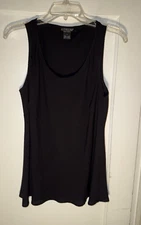 Citron Santa Monica Sleeveless Textured Tank Top Shell Black 100% Silk Size L