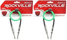 2 Rockville RCGT1.5G 1.5' 1/4" TS to 1/4'' TS Guitar/Instrument Cable