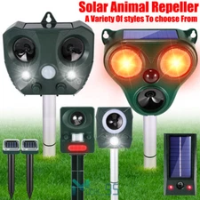 Solar Ultrasonic Animal Repeller Outdoor Garden Cat Deer Dog Raccoon Repellent