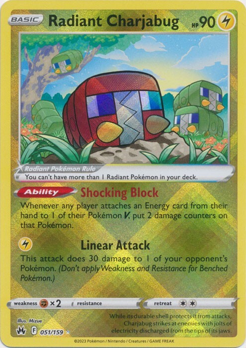 Radiant Charjabug 051/159 Radiant Rare Crown Zenith Pokemon TCG