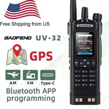 BAOFENG UV-32 GPS Walkie Talkie 10W Bluetooth Programming Multi Band Radio