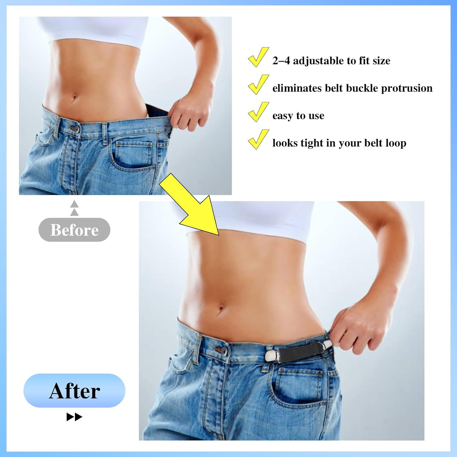 Mozeat Lens 6 Pcs Adjustable Hip Elastic Belt, Elastic Band for Sewing Pant Wais