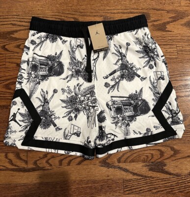 Nike Jordan Shorts Mens 2XL White Dri-Fit Sport Diamond Printed