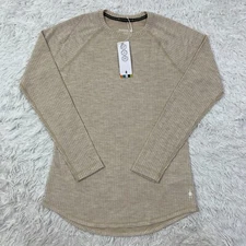 NWT SmartWool Sweater Womens Small Toasted Coconut Heather Thermal Rib Crew Wool