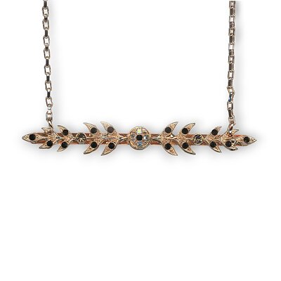 Mariana Necklace Pendant Vine Leaf Moonlight, Jet, & Silver Night Austrian Cr...