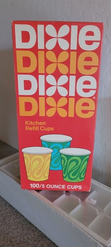 Vintage DIXIE 100 Cups Kitchen 5 oz Refill Psychedelic Swirl 1971 New in Box