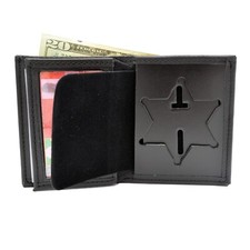 Perfect Fit Police Badge Wallet Blackinton 6 PT Star Sheriff - Black Brown RFID