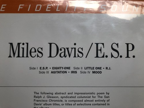 Miles Davis~E.S.P.~SEALED~2LP~MOFI 45RPM~MFSL Mobile~Jazz Bop~Hancock Shorter - Picture 5 of 6
