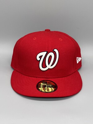 Washington Nationals Red 3/4 Fitted Hat New Era 59FIFTY Logo Curly W New 