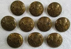 Set 10x UK Army:"GENERAL SERVICE GREATCOAT BUTTONS" (Large, 23mm, WW1-WW2 Era)