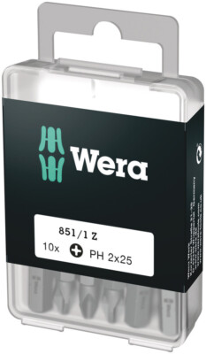 Wera 072400, 851/1 Z DIY Bits, PH 1 x 25 mm, 10 Pieces