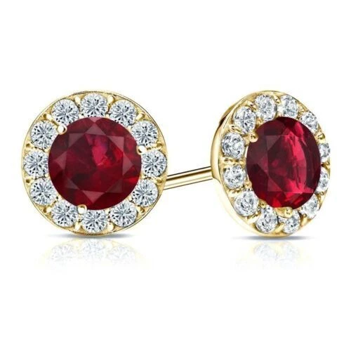 Chapado en Oro Amarillo Topacio Rubí Pendientes de Moda