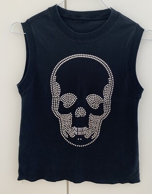 Orig. LUCIEN PELLAT FINET skull Top T-Shirt schwarz Nieten silber Gr.XS